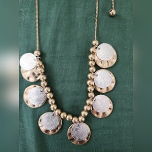 Banana Republic Rose Gold and Silver Toned Necklace with Iridescent Discs